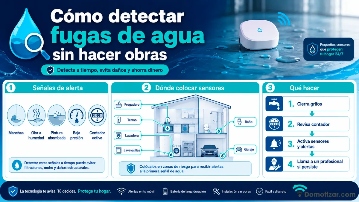 cómo detectar fugas de auga sin hacer obras infografía