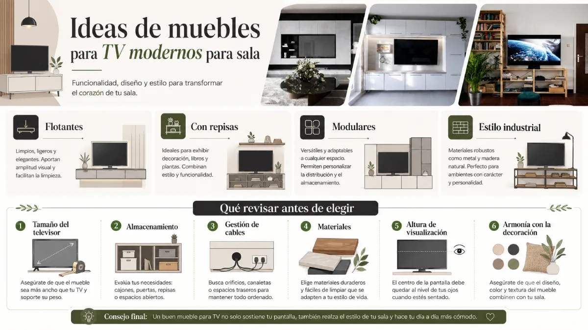 ideas de muebles modernos para TV